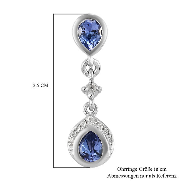 Tansanit und Zirkon Ohrh&auml;nger 925 Silber platiniert ca. 1,43 ct&nbsp; image number 6