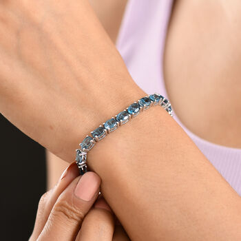 EXKLUSIVES ANGEBOT London Blau Topas Armband ca. 20 cm 925 Silber rhodiniert ca. 25.35 ct