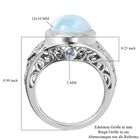 Larimar und Tansanit Solitär Ring 925 Silber Platin-Überzug image number 5