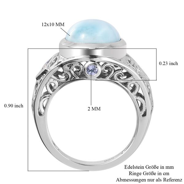 Larimar und Tansanit Solit&auml;r Ring 925 Silber Platin-&Uuml;berzug image number 7