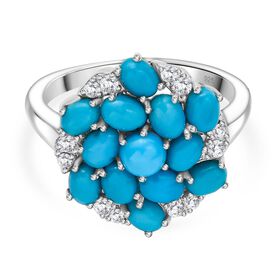 Türkisfarbener Wirbel -AA Sleeping Beauty Türkis Ring 925 Silber rhodiniert (Größe 21.00) ca. 2.46 ct