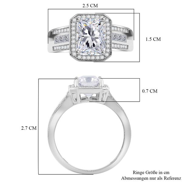 ALLE ERSTEMAL RADIANTA GRA zertifiziert RADIANT-SCHLIFF Moissanit (D-VVS) Ring 925 Silber rhodiniert (Größe 18.00) ca. 3.00 ct image number 7