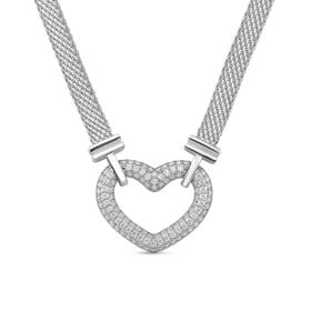 Weißer Zirkonia Halskette ca. 50 cm Nickelfreies Messing, Silberfarben