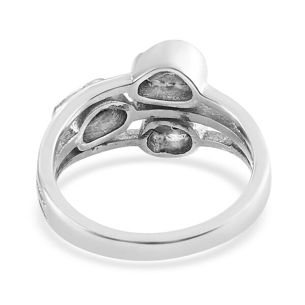 Handgearbeiteter Polki Diamant 3 Stein Ring 925 Silber Platin-&Uuml;berzug image number 4