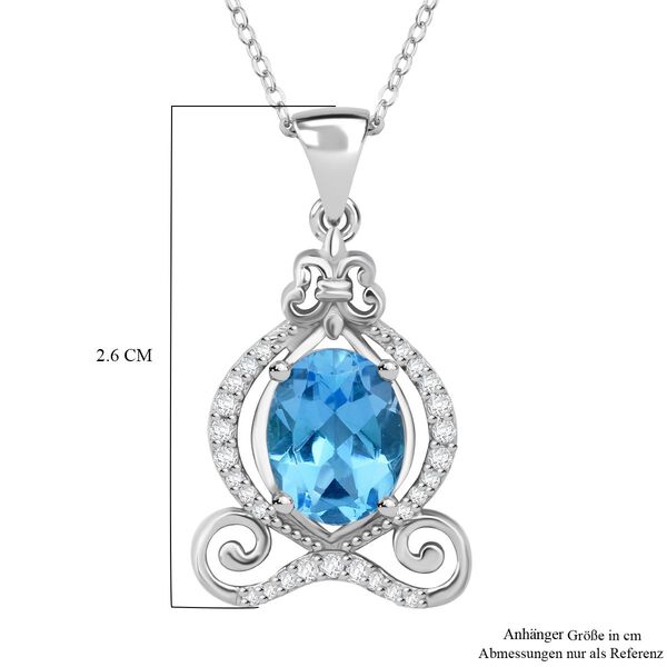 Schweizer Blautopas, Weißer Zirkon Schmuckset 925 Silber rhodiniert ca. 2,43 ct. image number 5