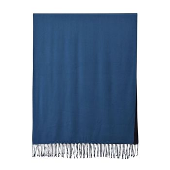 Eleganter doppelseitiger Schal mit Fransen, 68x180cm, Marineblau