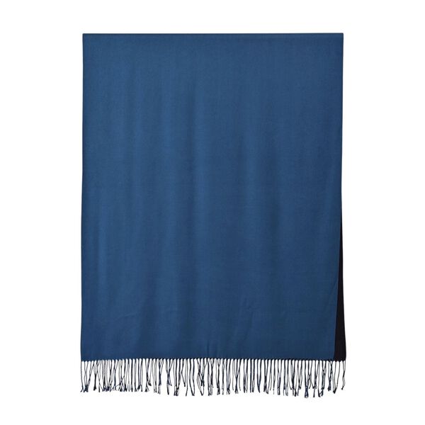 Eleganter doppelseitiger Schal mit Fransen, 68x180cm, Marineblau image number 4