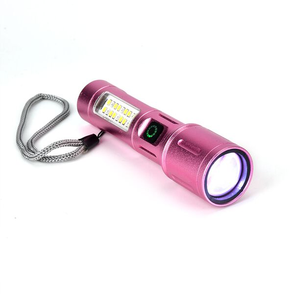 LIVMORE 6 in 1 LED-Taschenlampen aus Metall mit SOS Funktion, wiederaufladbar, 14x3,5cm, Rosa image number 5