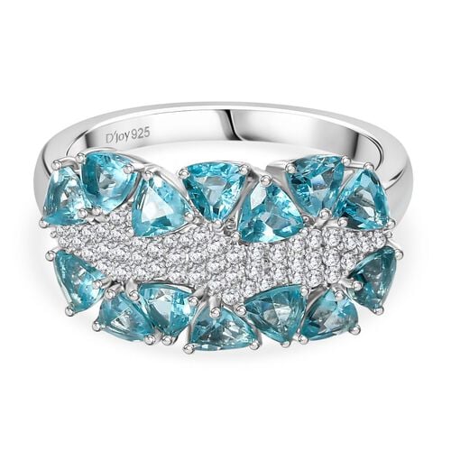 Djoy AA Betroka Blauer Apatit, Moissanit Meeresrauschen Ring 925 Silber rhodiniert (Größe 18.00) ca. 2.80 ct image number 0