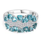 Djoy AA Betroka Blauer Apatit, Moissanit Meeresrauschen Ring 925 Silber rhodiniert (Größe 18.00) ca. 2.80 ct