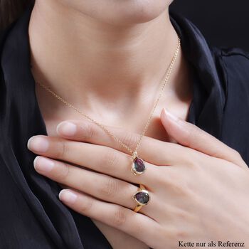 Wassermelonen-Quarz-Triplett-Ring und Anh&auml;nger, 925 Silber vergoldet ca. 7,11 ct