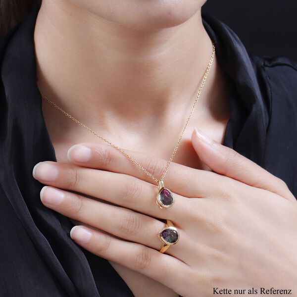 Wassermelonen-Quarz-Triplett-Ring und Anh&auml;nger, 925 Silber vergoldet ca. 7,11 ct image number 3