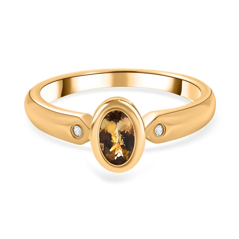 AA natürlicher, goldener Tansanit und Diamant Ring - 0,44 ct. image number 0