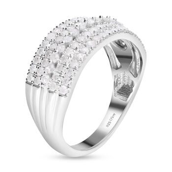 Wei&szlig;er Diamant Ring 925 Silber platiniert (Gr&ouml;&szlig;e 20.00) ca. 1.00 ct