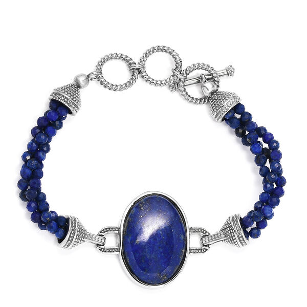 Lapislazuli Armband ca. 19 cm Edelstahl ca. 47,51 ct image number 0