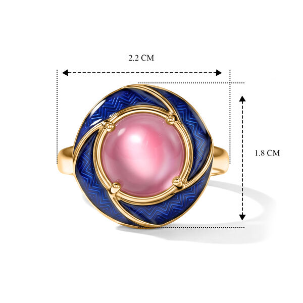D'Joy Flamingo Mondstein Ring 925 Silber 750 Gelbgold vermeil (Gr&ouml;&szlig;e 21.00) ca. 3,67 ct image number 6