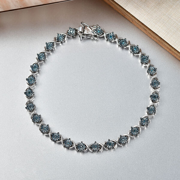 D'Joy blaues Diamant 19cm Armband, 925 Silber rhodiniert - 0,25 ct. image number 1