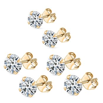 LUSTRO STELLA 3er-Set AA wei&szlig;e Zirkonia Ohrringe, , 925 Silber vergoldet