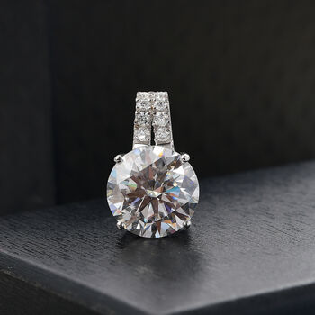 Moissanit Anh&auml;nger 925 Silber rhodiniert ca. 10,74 ct.