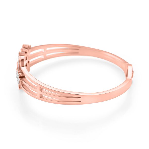 Weißer Kristall Armreif ca. 19 cm Reiner Edelstahl IP Rosa Plattierung image number 3