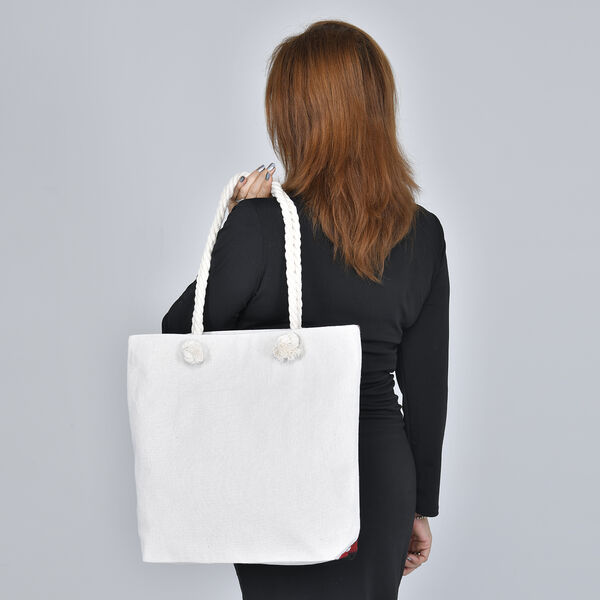 Jute Handtasche mit Weihnachtsmotiv, Gr&ouml;&szlig;e 42x34x9x37 cm, Schwarz image number 3