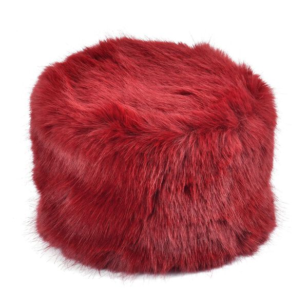Damen Winterm&uuml;tze aus Kunstpelz, dunkelrot
