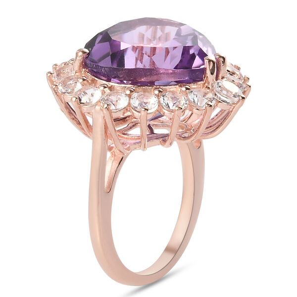 Rose De France Amethyst und Wei&szlig;er Topas Ring 925 Silber ros&eacute;vergoldet  ca. 15,00 ct image number 5