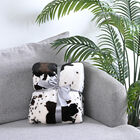 Luxus Kollektion - Superweiche Kunstfelldecke mit Sherpa Futter, Kuh-Muster, Größe 150x200 cm, Weiß und Dunkelbraun image number 1