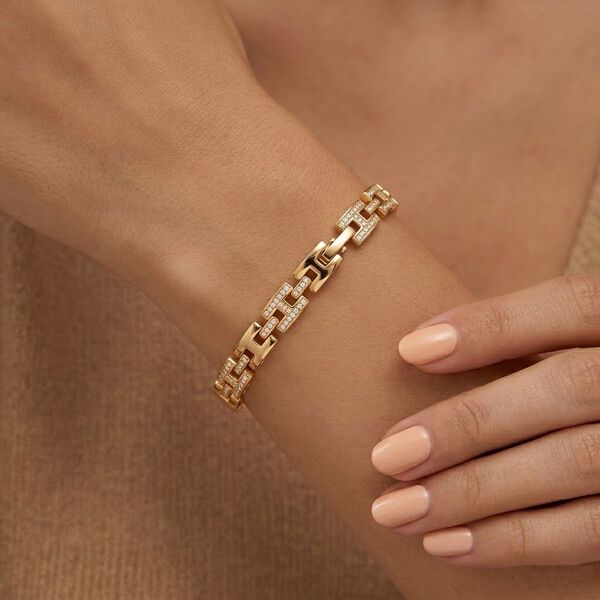 Wei&szlig;er Zirkonia Armband ca. 19 cm Nickelfreies Messing image number 2