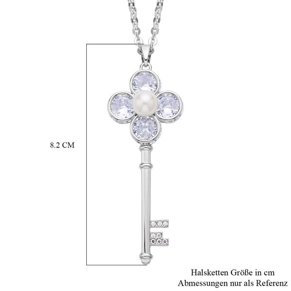 Wei&szlig;er Zirkonia und Kristall-Anh&auml;nger mit Kette - 4 ct. image number 5