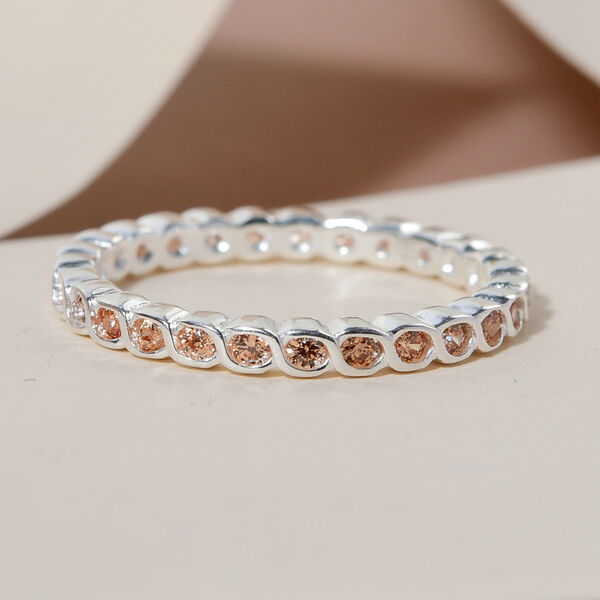 LUSTRO STELLA - Champagner Zirkonia-Ring, 925 Silber  ca. 0,80 ct image number 2