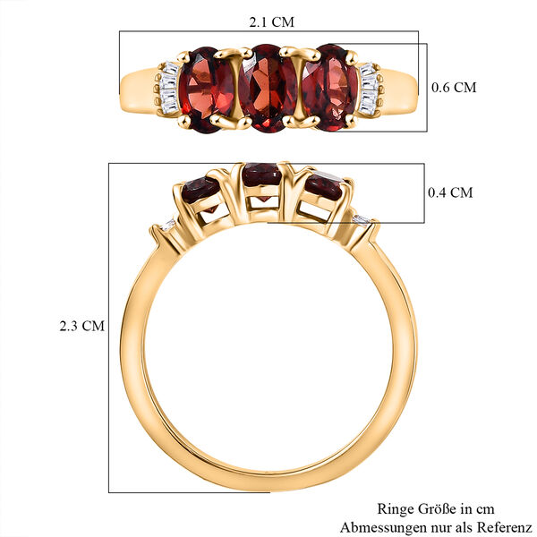 EVER TRUE Mosambik Granat, Wei&szlig;er Diamant Ring Nickelfreies Messing (Gr&ouml;&szlig;e 17.00) ca. 1,77 ct image number 6