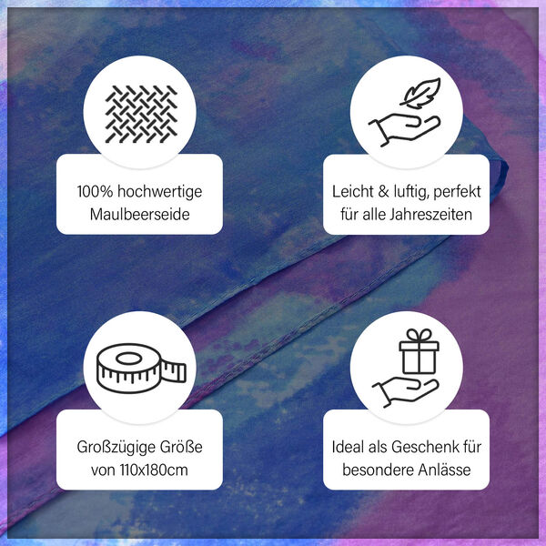 LA MAREY – Satinschal aus Maulbeerseide, Lila mit blauen Akzenten image number 4