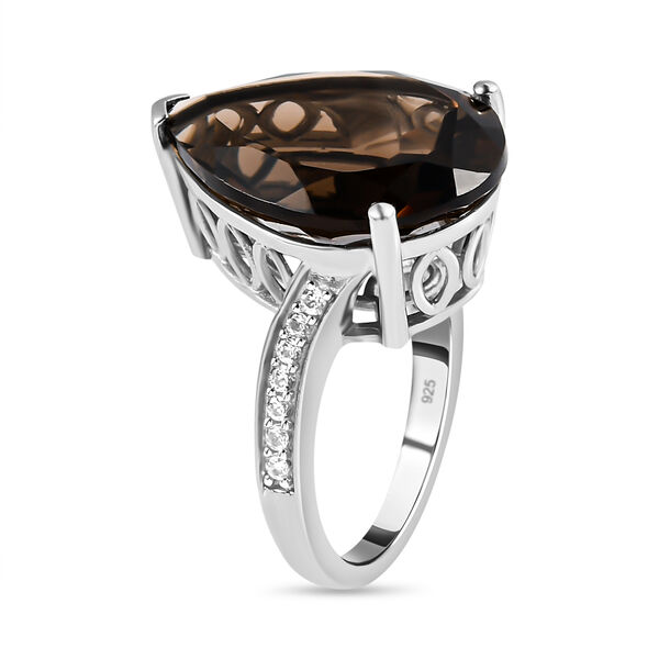 Rauchquarz Ring, 925 Silber platiniert, ca. 15,14 ct image number 4
