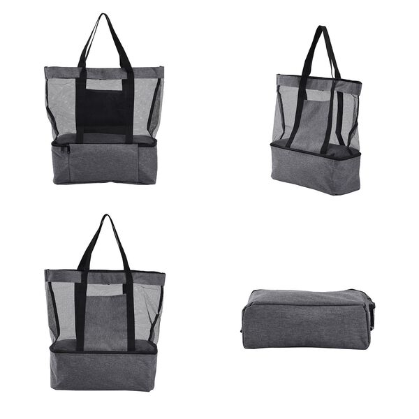 Zweistöckige Netz-Einkaufstasche mit Kühlfach, grau image number 8