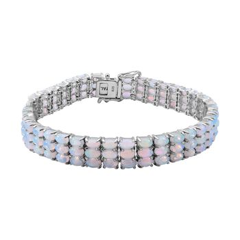 Nat&uuml;rliches, &auml;thiopisches Welo Opal Armband, ca. 19 cm, 925 Silber platiniert ca. 15.30 ct