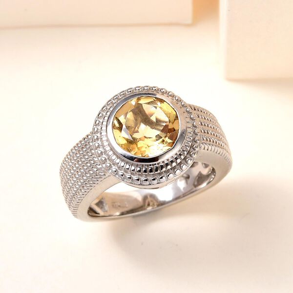 Citrin-Ring, reines Messing platiniert (Gr&ouml;&szlig;e 16.00) ca. 1,84 ct image number 2