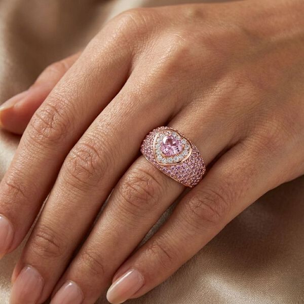 Rosa und wei&szlig;er Zirkonia Ring in Ros&eacute;goldton image number 3
