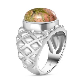 Unakite Ring Messing (Gr&ouml;&szlig;e 18.00) ca. 7,11 ct