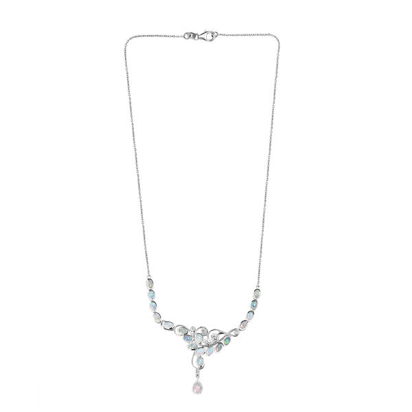 AA nat&uuml;rliche &auml;thiopische Welo-Opal und Zirkon Halskette in Silber 3,52 Ct image number 4
