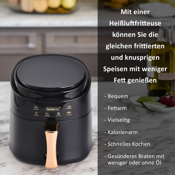 HOMESMART Digitale Hei&szlig;luftfritteuse, 8L Kapazit&auml;t, 1400W, Schwarz image number 3