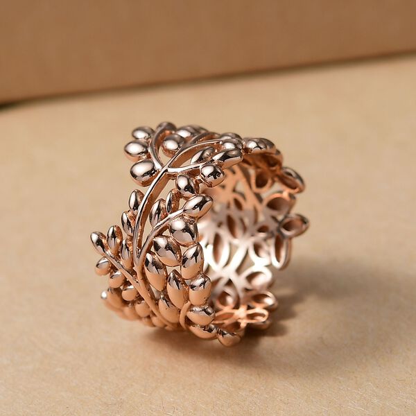 Blatt Bandring im Designer-Stil in Ros&eacute;goldton image number 1