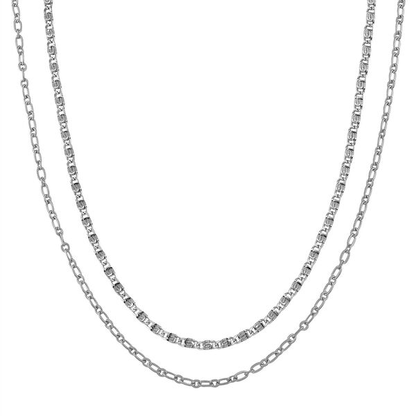 DESIGNER INSPIRIERT - 2er Fancy Ketten Set mit 5 cm Extender, Silberfarben image number 0