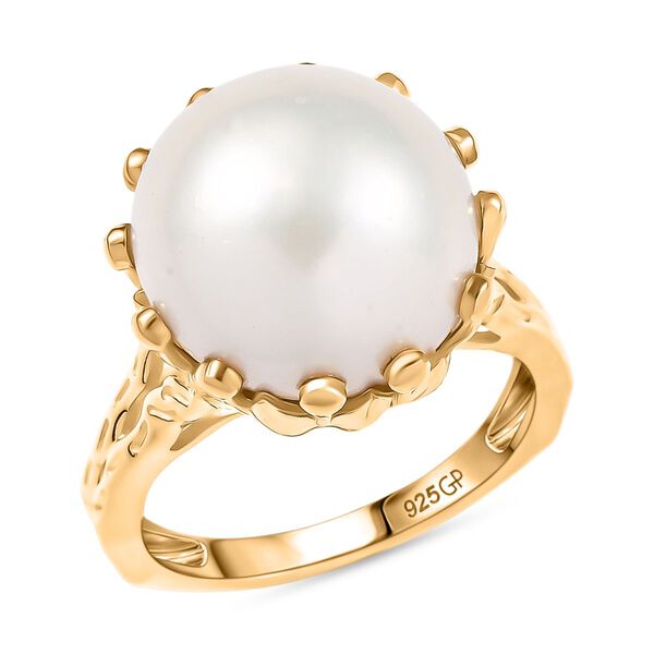 GP S&uuml;&szlig;wasser Perle (12 mm), Kanchanaburi Blauer Saphir Ring 925 Silber 750 Gelbgold Vermeil (Gr&ouml;&szlig;e 19.00) image number 5