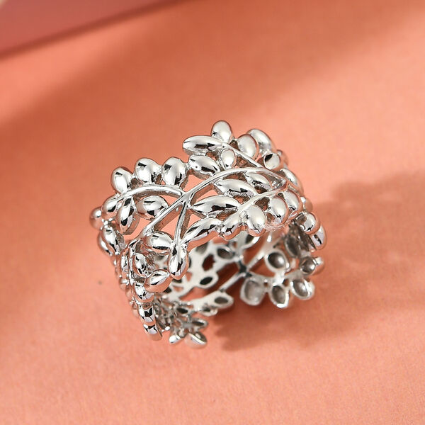 ALLORO platinierter Silber-Ring mit Blattmotiven image number 2