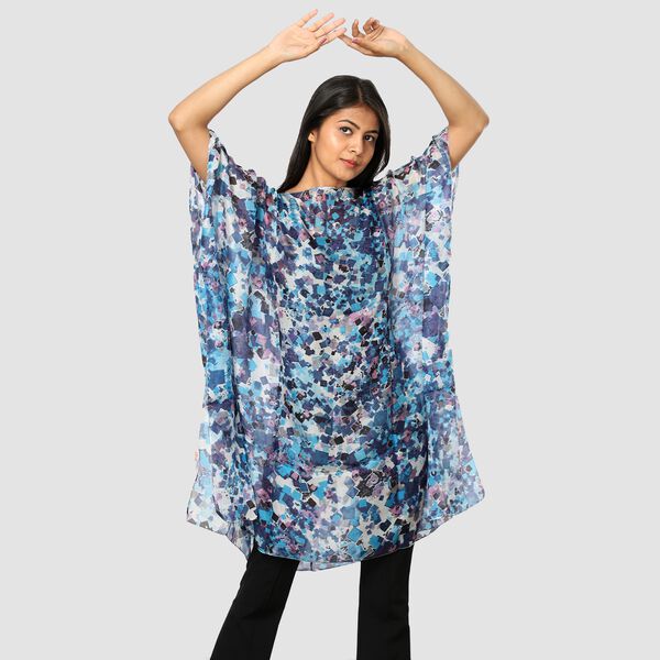 100% Maulbeerseide Shirt, Einheitsgr&ouml;&szlig;e Blau