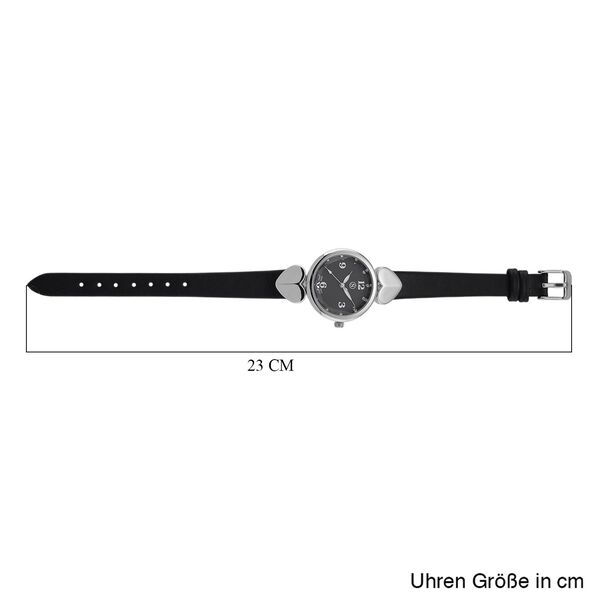 STRADA Uhr mit PC21S Japan-Uhrwerk, graues Zifferblatt, scwharzes Armband mit silberfarbenen Herz-Details image number 7