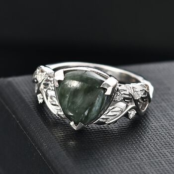 Sibirischer Seraphinit und Zirkon Ring - 3,8 ct