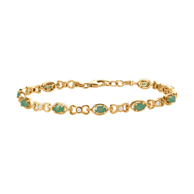 Kagem sambisches Smaragd und Zirkon-Armband, 19 cm - 2,69 ct. image number 0