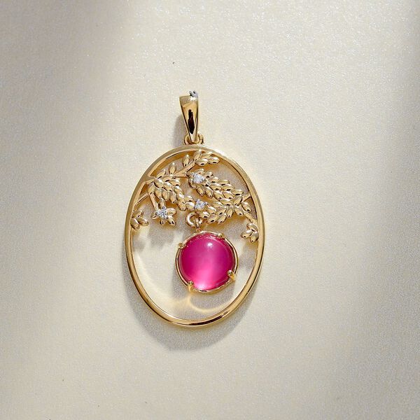 , Weißer Zirkon Anhänger 925 Silber 750 Gelb Vergoldet ca. 2,38 ct. image number 2